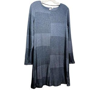 GAP Soft & Comfy Long Sleeve Gray Striped Sweater Dress, Size L